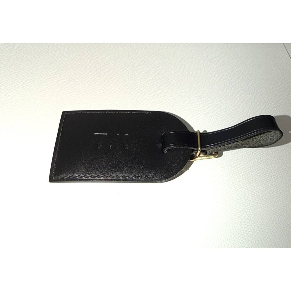 Louis Vuitton Name Tag w/ TK Black T K Leather Large Gold-tone France - Picture 9 of 11